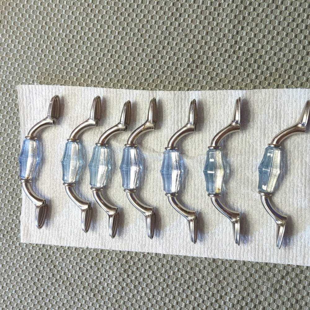 7 Brushed Nickel with Light Blue Acrylic Center 3 inch cabinet or drawer pulls - Picture 2 of 5